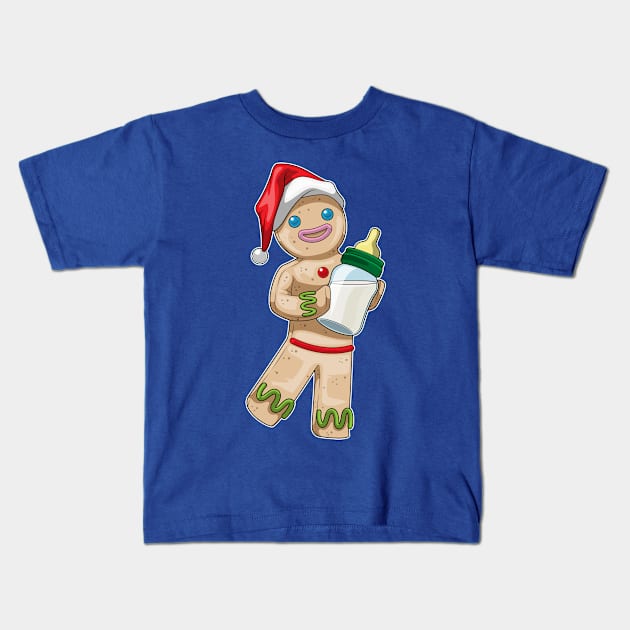 Gingerbread man Christmas Baby bottle Kids T-Shirt by Markus Schnabel